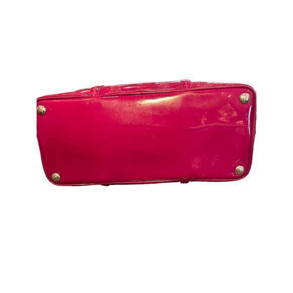 Coach Peyton‎ Link C Embossed Patent Leather Domed 32583 Raspberry Handbag - Picture 8 of 16